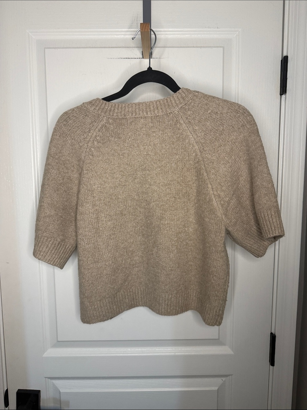 Jessica Simpson Short Sleeve Button Cardigan in Taupe Heather - Picture 6 of 6